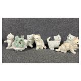 White Ceramic Cat Figurines(7),Cactus Piece