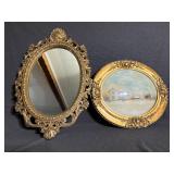 Golden Oval Victorian Style Mirror, Winter Print