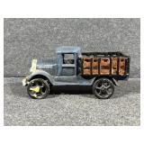 Cast Iron Flatbed Truck Toy W/Open Lattice Cargo