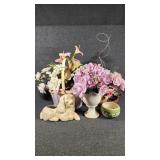 Ceramic Planters(6), Wicker Baskets, Faux Flowers