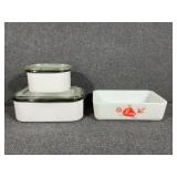 White Enamel Refrigerator containers glass lids
