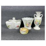 Lidded Trinket Box, White Porcelain Bud Vase