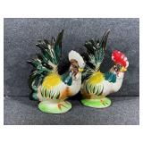 Ceramic Rooster and Hen Figurine