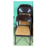 Dark Brown Metal Folding Chairs (4)