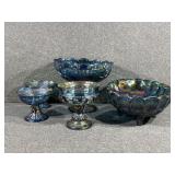Carnival Blue Turquoise bowl, compote.