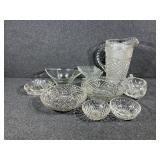 Large Pitcher, Small Juicer, Crystal bowls