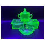 Uranium Hazel Atlas Refrigerator dishes lidded