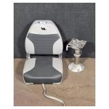 Gray and White Low Back Folding Boat Seat