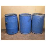 55 Gallon Blue Plastic Drums (3)