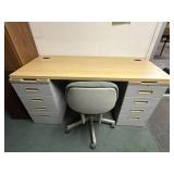 (2) 4 Drawer File Cabinets w/ Desk Top & Chair