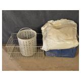 Turkey Frying Basket, Metal Basket, Blue Tub