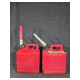 Red Plastic 1 Gallon Gas Cans- 1 Has Gas