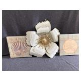 Metal Flower, Scallop/Sand Dollar Wall Decor