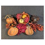 Wooden Pumpkin Bowls, Fall Hand Towels, Metal