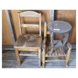 2 Wooden Childrens Chairs, Wooden Plant Stand