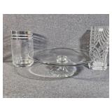Glass Cake Stand, Glass Vases(2)