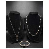 .925 Necklace with Faux Pearls, .925 Mecklace