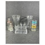 Clear Glass Vases, Glass Butter Dish, Rose Bowl,