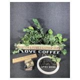 Wooden Signs, Faux Floral, Resin Figure