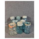 Aqua Blue Glass Ball/Perfect Mason Canning Jars