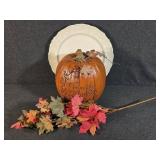 Resin Pumpkin, Ivory Ceramic Serving Platter