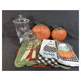 Acrylic Drink Dispenser, Glass Pumpkin Jar W/Lid