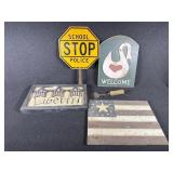 Yellow Hand-Held Metal Crossing Guard Sign, Ice