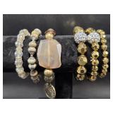 Gold Tone Plastic Bracelets, Beaded Bracelets