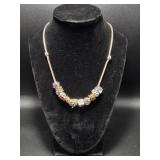 Silver Tone Pandora Style Charm Necklace with