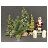 Miniature Trees, Plush Snowmen, Candles