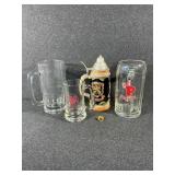 Beer Stein, Glass Mugs (3)