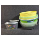 Plastic Storage/Mixing Bowls, Oval Metal