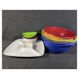 White Square Divided Serving Tray, Oval Utility