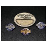 Bundy Tubing Co. Pins: 2 Sterling, 1 10k Gold