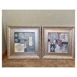 Autumn Abstract Prints w/ Golden Frames (2)