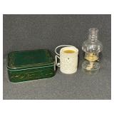 Ceramic candle melt, oil, lamp, green decorative
