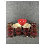 Holiday Lowball Glasses(8), Glass Bowls(3)