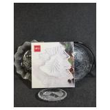 Mikasa Tree Platter, Glass Christmas Platter,