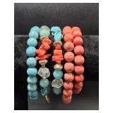 Pink and Blue Stone Bead Bracelets