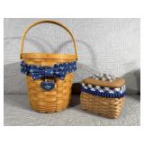 Longaberger Basket with Blue garter and liner