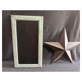 Teal Framed Chalk Board, Brown Texas Star
