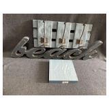 Wood Beach Sign, Life Sign, Blue coat/Hat Hanger