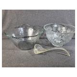 Glass Punch Bowls(2), Ladle