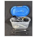 Small Tub Of Kitchen Utensils