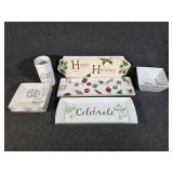 Holiday Serving Platters, Small Square Plates,