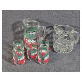 Glass Water or Juice Pitcher & Juice Glasses,