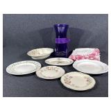 Purple Vase, Floral Dessert Plates