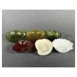 Pressed Glass Bowls Amber, Green, White, Hull
