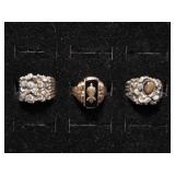 10k 1941 Ring, Sterling Brutalist Style Rings(2)