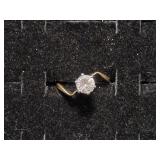 Gold Tone Ring With Glass Stone
